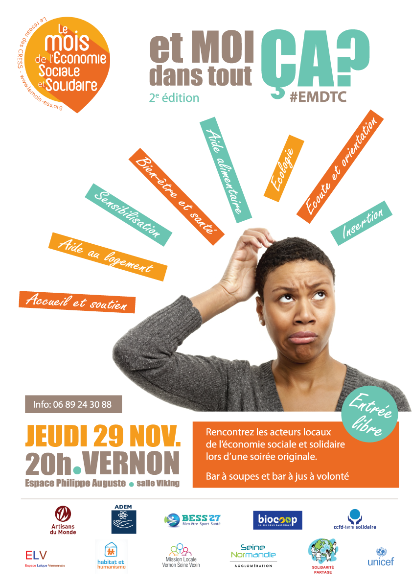 " Et moi dans tout ça ? " - Economie Sociale et Solidaire - jeudi 29/11/18 à 20h00 - VERNON